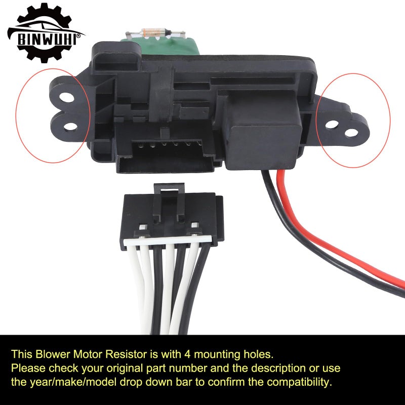 BINWUHI HVAC Fan Blower Motor Resistor Kit with Harness Compatible with The Following Models: 2002-2009 Chevy Trailblazer GMC Envoy  2004-2007 Buick Rainier  02-06 GMC Envoy XL  03-08 Isuzu Ascender - Image 4